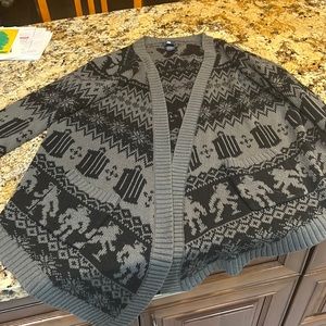 Doctor Who Tardis/Dalek/Cyberman/WeepingAngel BBC/HotTopic knit cardigan sweater